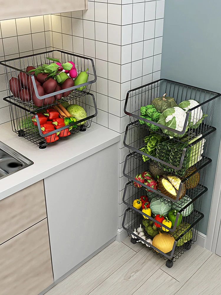 Кухонная полка из нержавеющей стали бытовой напольный многоуровневый стеллаж