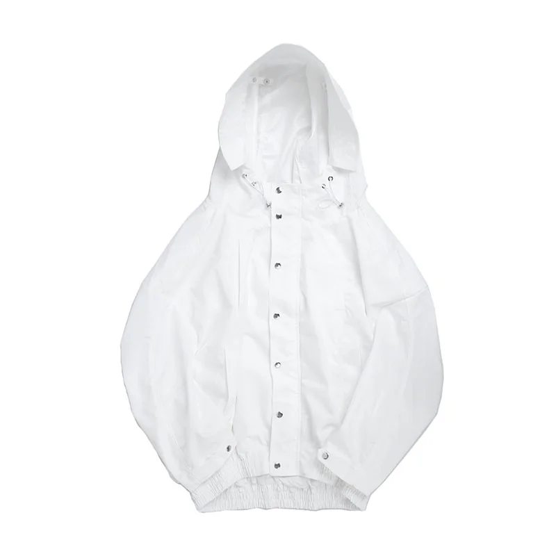 Женская ветровка с капюшоном белая Базовая куртка большого размера летняя