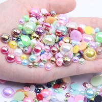 half round pearls 5 12mm mix size many ab colors imitation loose flatback resin pearls for jewelry nail art tip diy decoration
