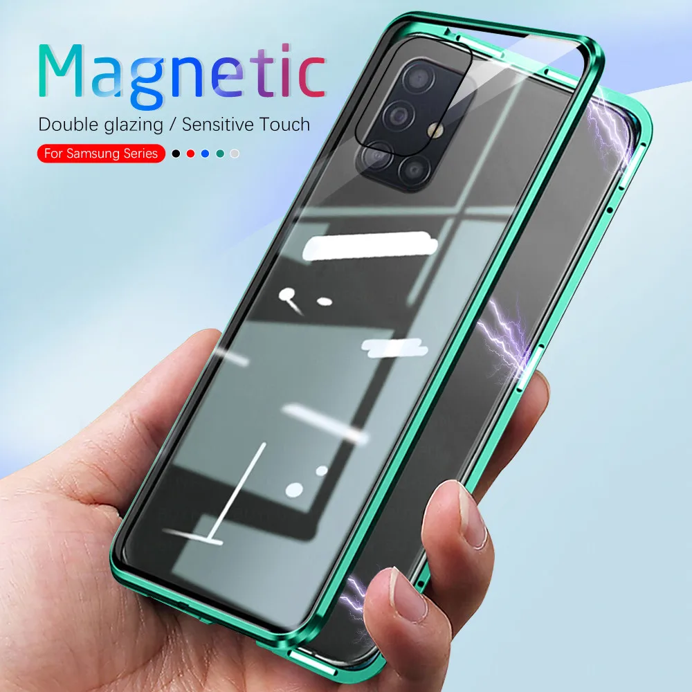 360 Front+Back Tempered Glass Case On For Samsung Galaxy A52 A72 A51 A71 4G A5 A7 A 5 7 1 2 72 52 5G Protection Magnetic Cover