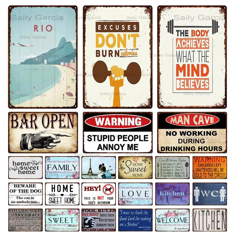 

Family Rules Warning Tin Sign Metal Sign Retro Metal Plate Plaque Decorative Plaque Wall Decor for Family House Sweet Home