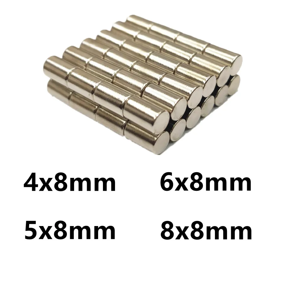 10 20 50 шт./лот NdFeB магнит 4*8 5*8 6*8 8*8 N35 цилиндрический 4x8 5x8 6x8 8x8 круглый динамик
