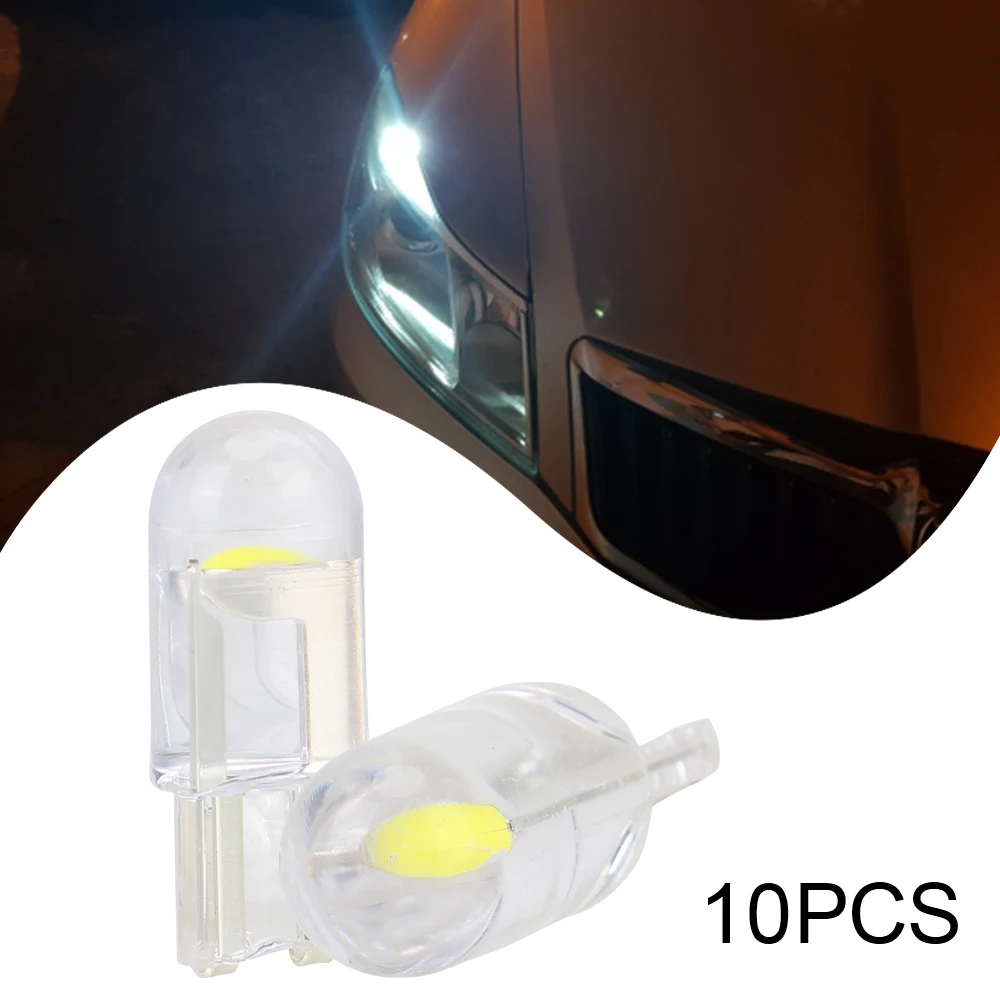 

COB Glass W5W Led T10 Car Light Car License Plate Lamp Auto Dome Read DRL Bulb 10 Pcs High Bright 12V 6000K White Ice Blue