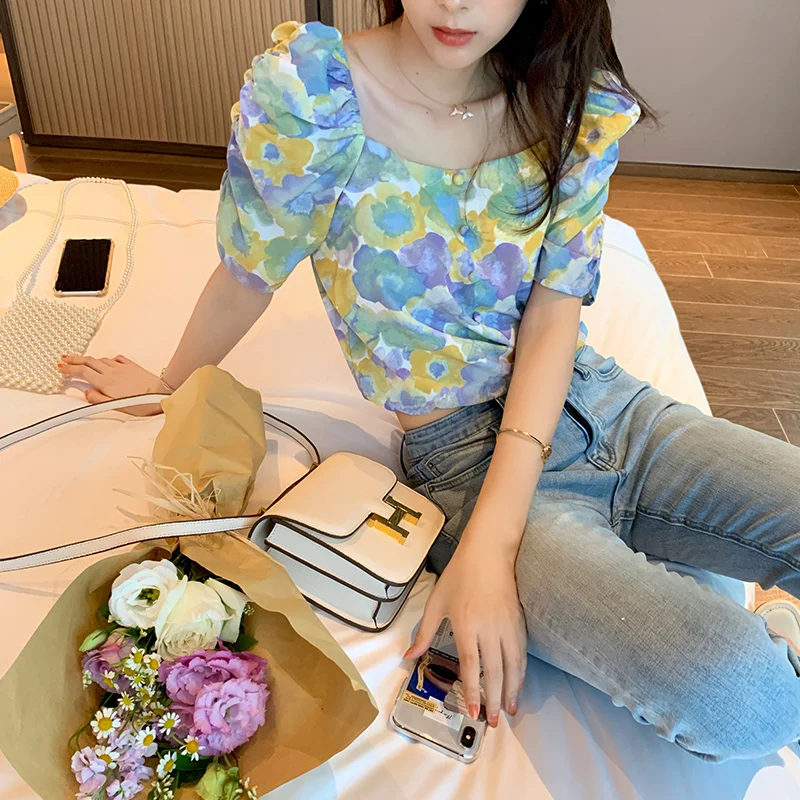 MISHOW 2020 летние новые женские короткие рубашки с цветочным принтом винтажные