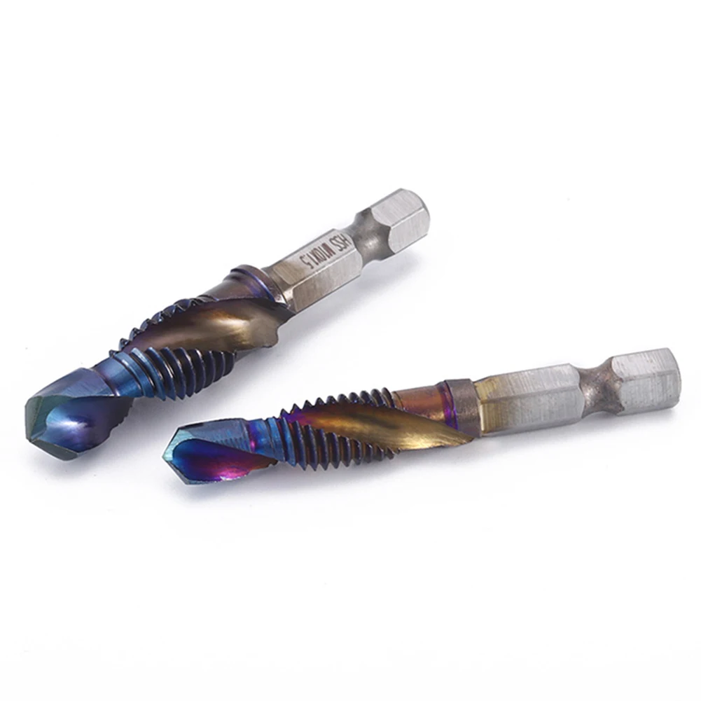 

6pcs Hex Shank HSS Screw Thread Deburr Metric Tap Drill Bits M3-M10 Hand Tools for Screw Machine Compound Tap Drill Bits