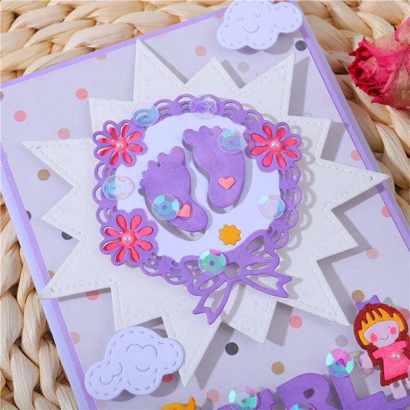 InLoveArts Baby Footprint Dies Boy Girl Word Metal Cutting Embossing Stencil Scrapbook Template Punch Paper Crafts New 2020 | Дом и сад