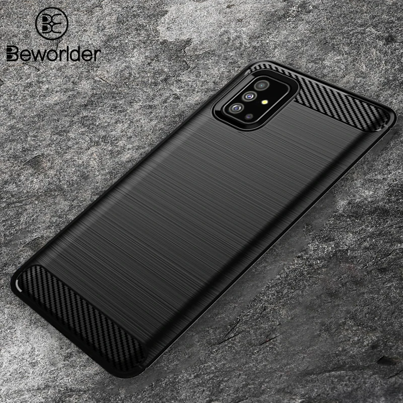 ТПУ чехол для Samsung A11 A01 A41 A31 A91 A81 защитный из углеродного волокна мягкий телефона