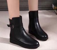 2021 fashion winter shoes womens genuine leather ankle boots casual comfortable warm woman snow boots flat boots