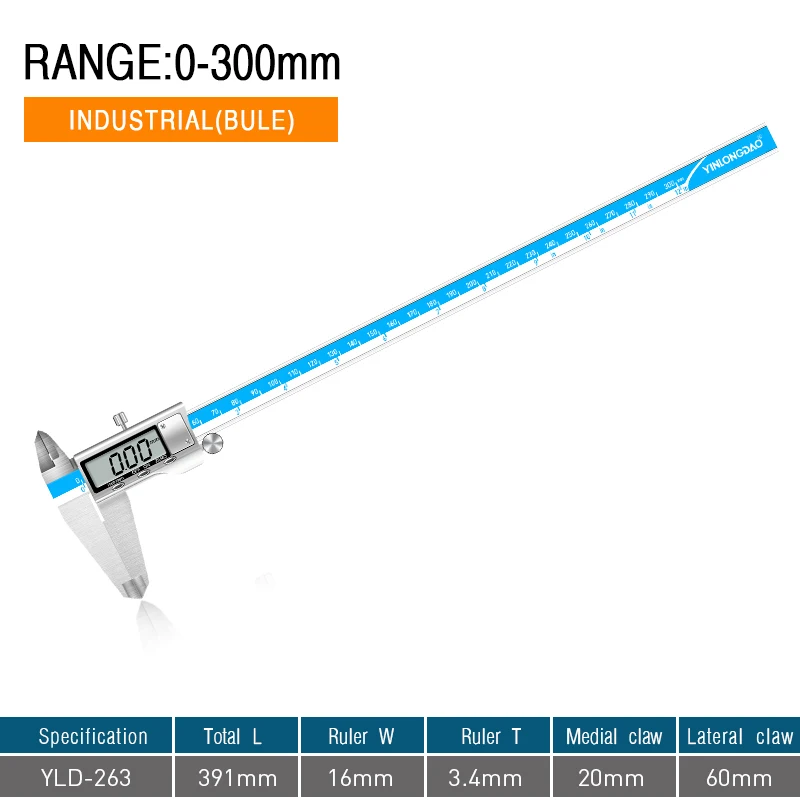 1PC 0-300MM 261 0-150 мм/200 мм/300 мм цифровой дисплей из нержавеющей стали штангенциркуль 1/64 фракции/мм/дюйма ЖК Электронный штангенциркуль водонепроницаемый IP54 - Цвет: 1PC 0-300MM 261