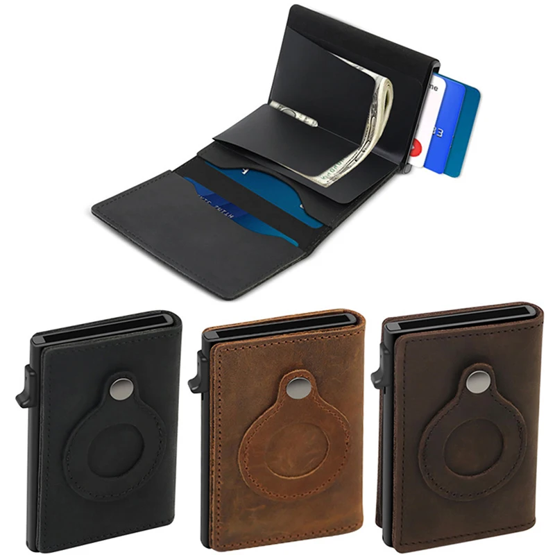 

New Carbon Fiber For Airtags Wallet Credit Card Holder Protect Slide Wallet