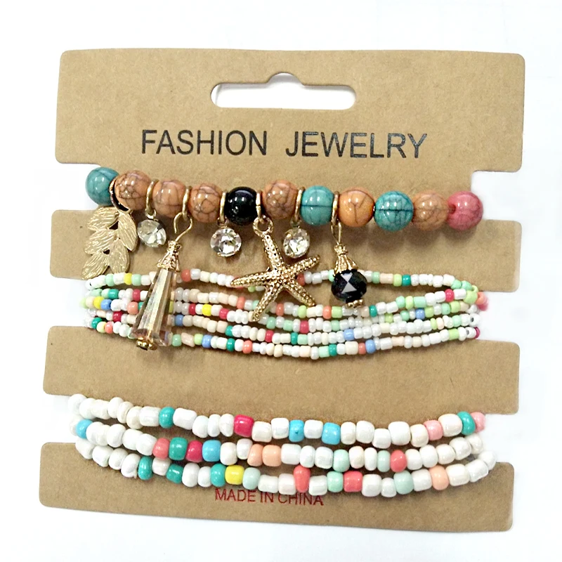 

Bohemian Multilayer Colorful Beads Bracelets Bangles For Women Jewelry Boho Tassel Starfish Beach Charm Bracelet Gifts Pulseiras