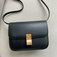 high quality new upgraded version of double spring classic genuine leather box tofu bag shoulder messenger stewardess bag