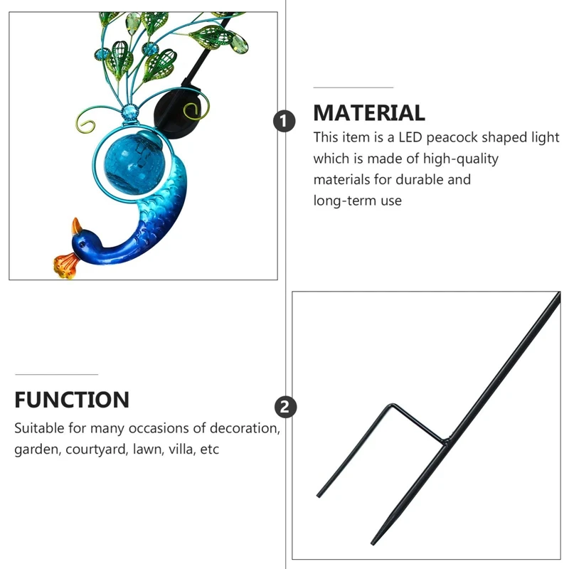 

Led Solar Garden Lights Metal Waterproof Peacock Solar Stake Light for Outdoor Patio Yard Pathway Solar Lamp Decoration