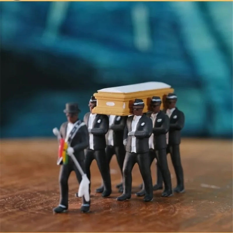 

10 cm Cosplay Ghana Dancing Pallbearers Coffin Dance Figure Action Funeral Dancing Team Display Funny Accessories