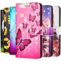 cat flower painting flip leather case for iphone 13 pro max 11 12 pro max x xs xr 8 7 6 6s plus se 2020 wallet book hoesje etui