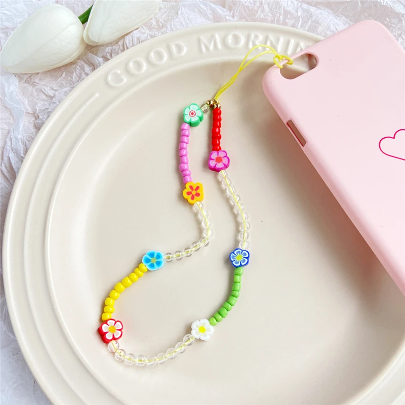 

Eye Flower Beads Chain For Mobile Phone Colorful Letter Phone Lanyard Cell Phone Chain 2021 Hanging Phone String Wristband