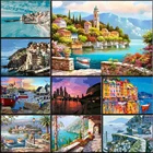 DIY Краска по номерам, морской пейзаж, природные изображения на холсте для рисования, акриловая краска, s Искусство, уникальный подарок