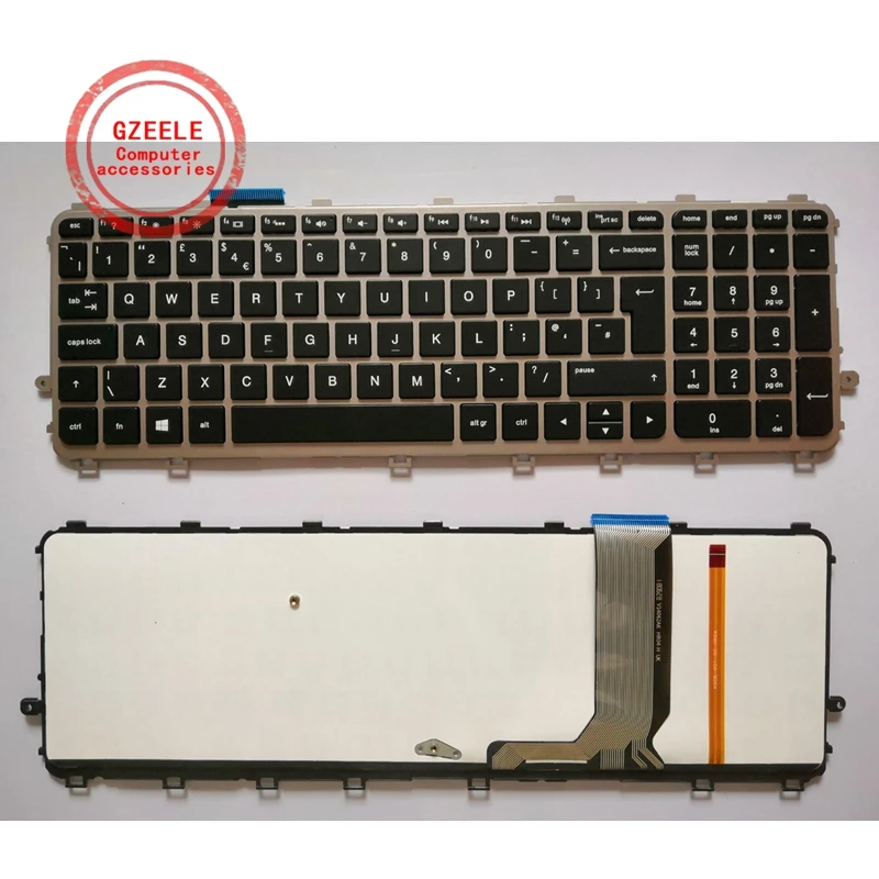 Novo para hp Teclado dos Eua Reino Unido Envy 720244-001 711505-001 736685-001 6037b0093301 V140626as2 Portátil Retroiluminado 15-j 17-j