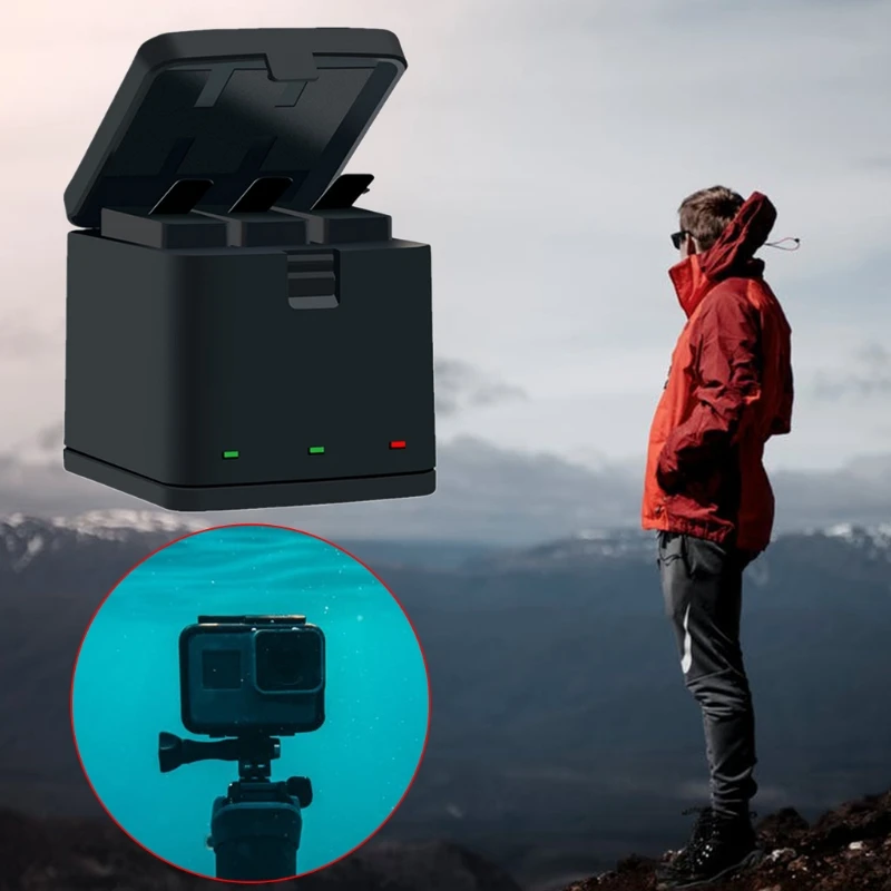 

3-channel USB Battery Charger With Type C Cable for Go Pro Hero 9 Camera