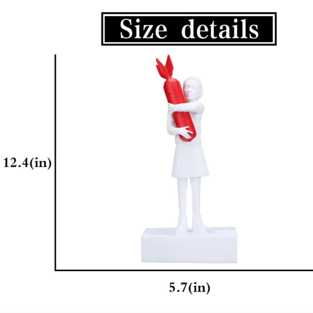 

2022 Bomb Hugger Banksy Sculpture Bomb Girl Street Art Resin Statue Creative Home Decor Modern Figurines Simple Packing