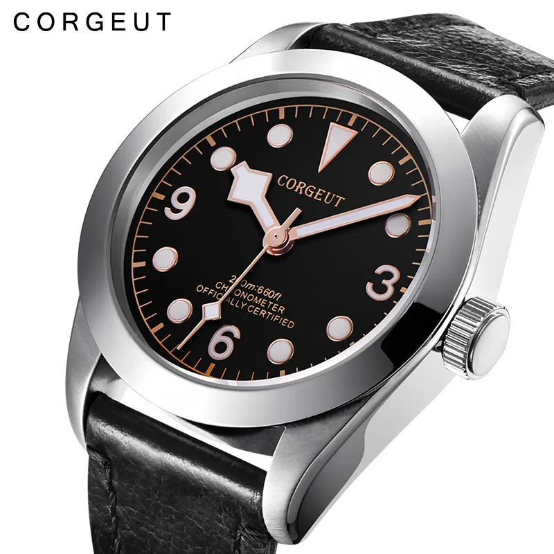 Мужские автоматические механические водонепроницаемые светящиеся часы с