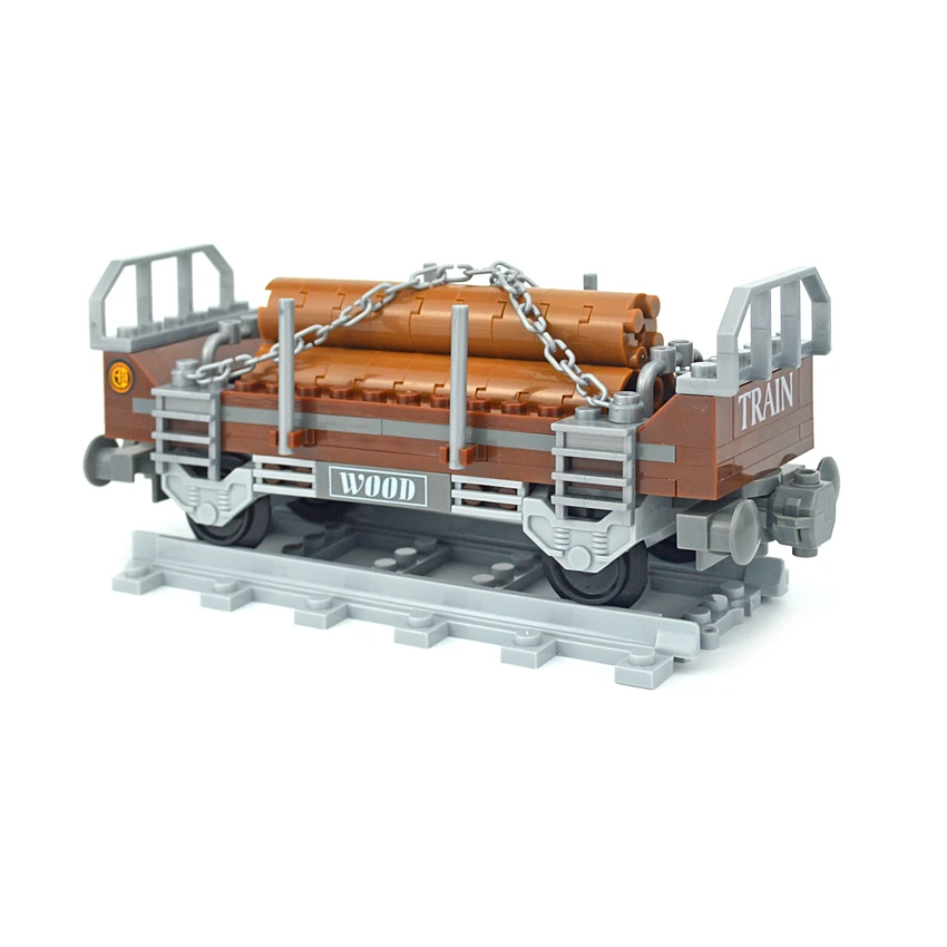 

City Train Cabin Carriage Model Building Kits Compatible All Brands City Light Gray Trains Rails 021 3D Blocks Building Toys