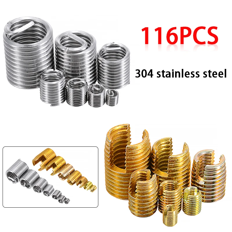 16 шт./компл. набор вставок с резьбой для саморезания и из стальной проволоки Набор