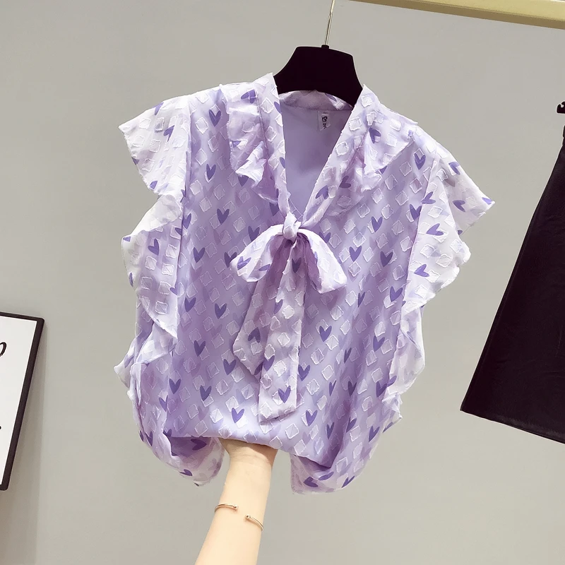 

Женская блузка 2021 Элегантные без рукавов Женские рубашки Blusa в Корейском стиле с принтом в виде надписи «Love» повседневные топы Фиолетовый р...