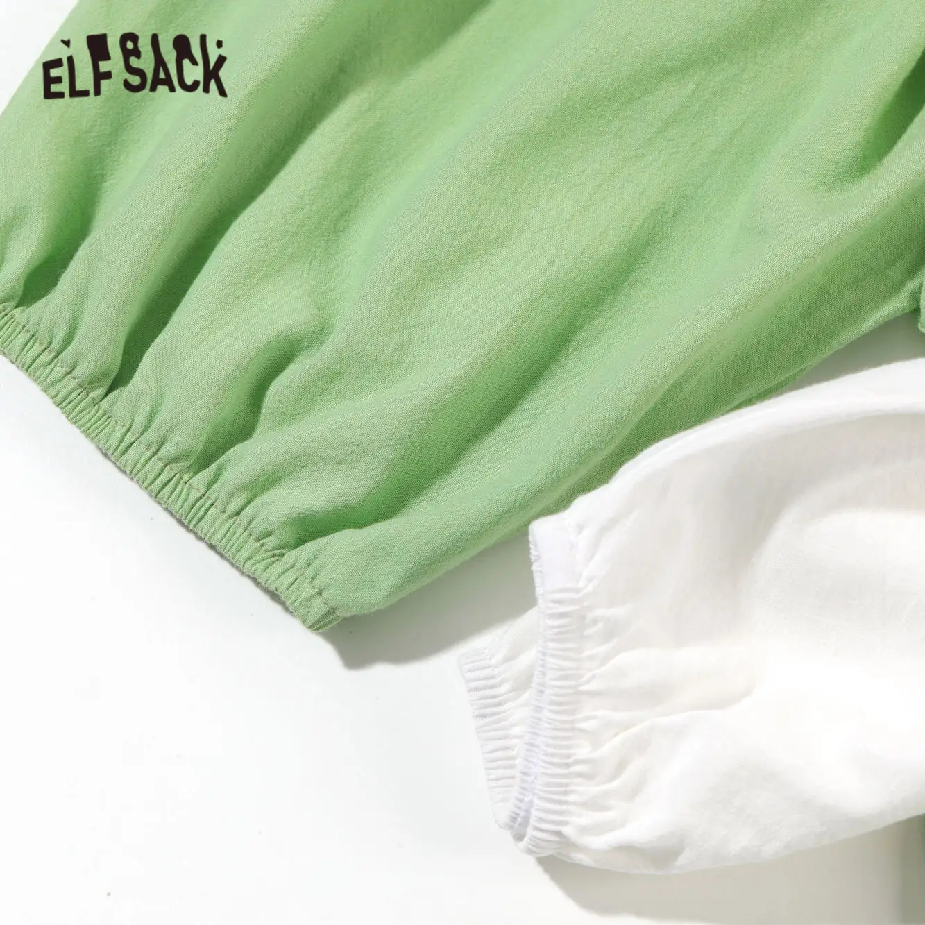Женская блузка ELFSACK зеленая однотонная Повседневная рубашка с длинным рукавом