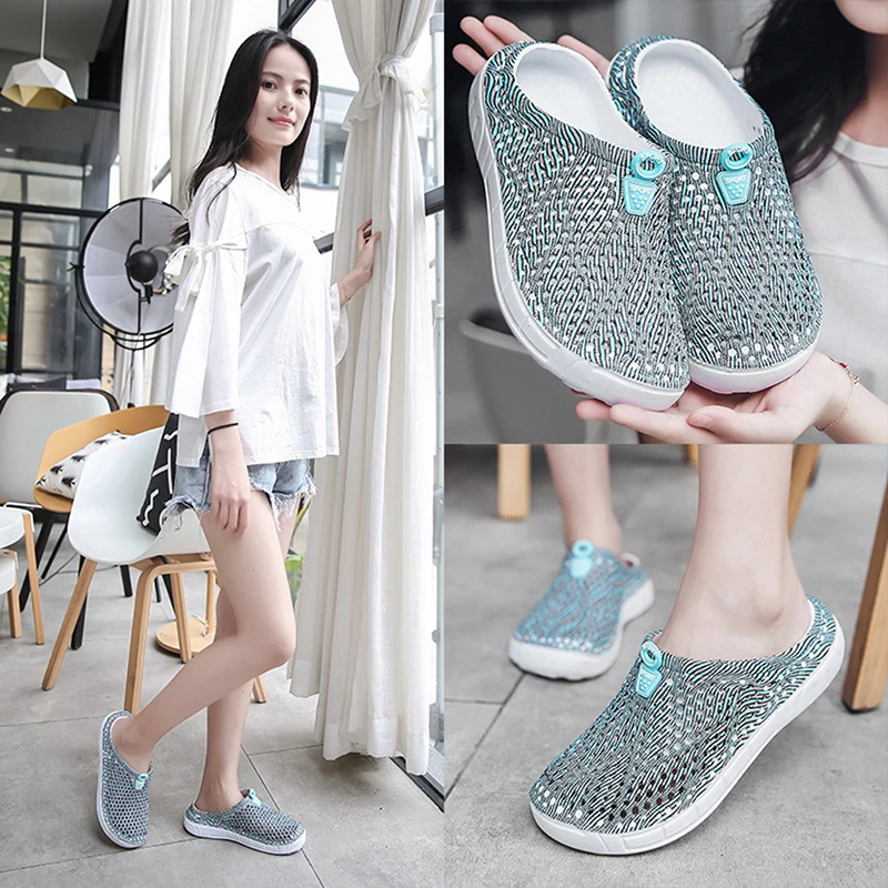 Women's Slipper Simple Couples Unisex Hollow Out Non-slide Slippers Beach Outdoor Breathable Round Toe Shallow Casual Shoes | Обувь