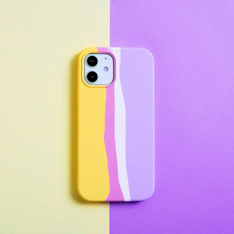 

The new original silicone phone case is suitable for Apple iphone 13 xs max xr 7 8 6s plus 12 11 pro max SE rainbow iPhone case