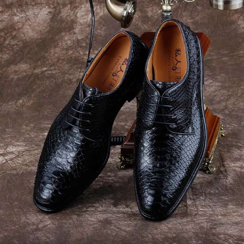 Деловые кожаные мужские туфли ourui из натуральной кожи питона белые на шнуровке