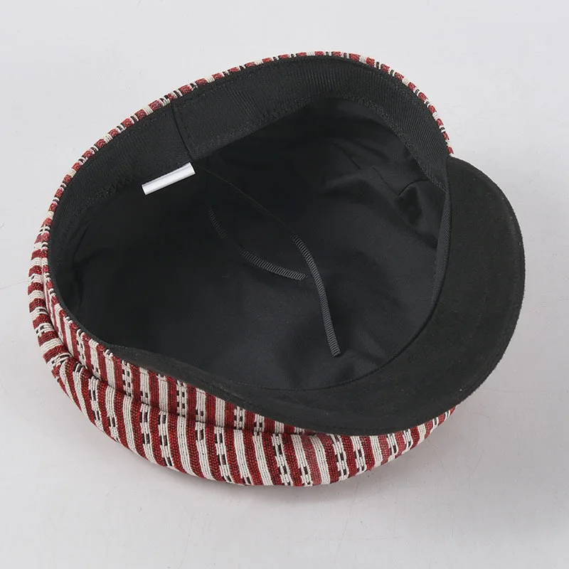 

Color Matching Striped Military Cap Women Winter Retro Flat Peaked Cap Classic Lady Travel Autumn Navy Hat Casual Adult Sun Hat