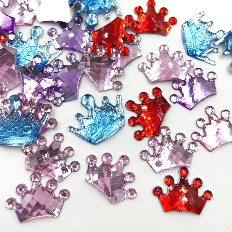 100 шт Корона Стразы Акрил плоский с одной стороны драгоценные камни Кристаллы