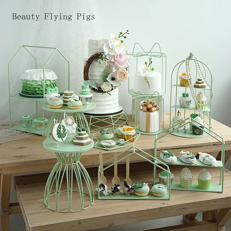 Прямая продажа Новый Лесной Отдел свежий зеленый торт стенд сочетание шикарный