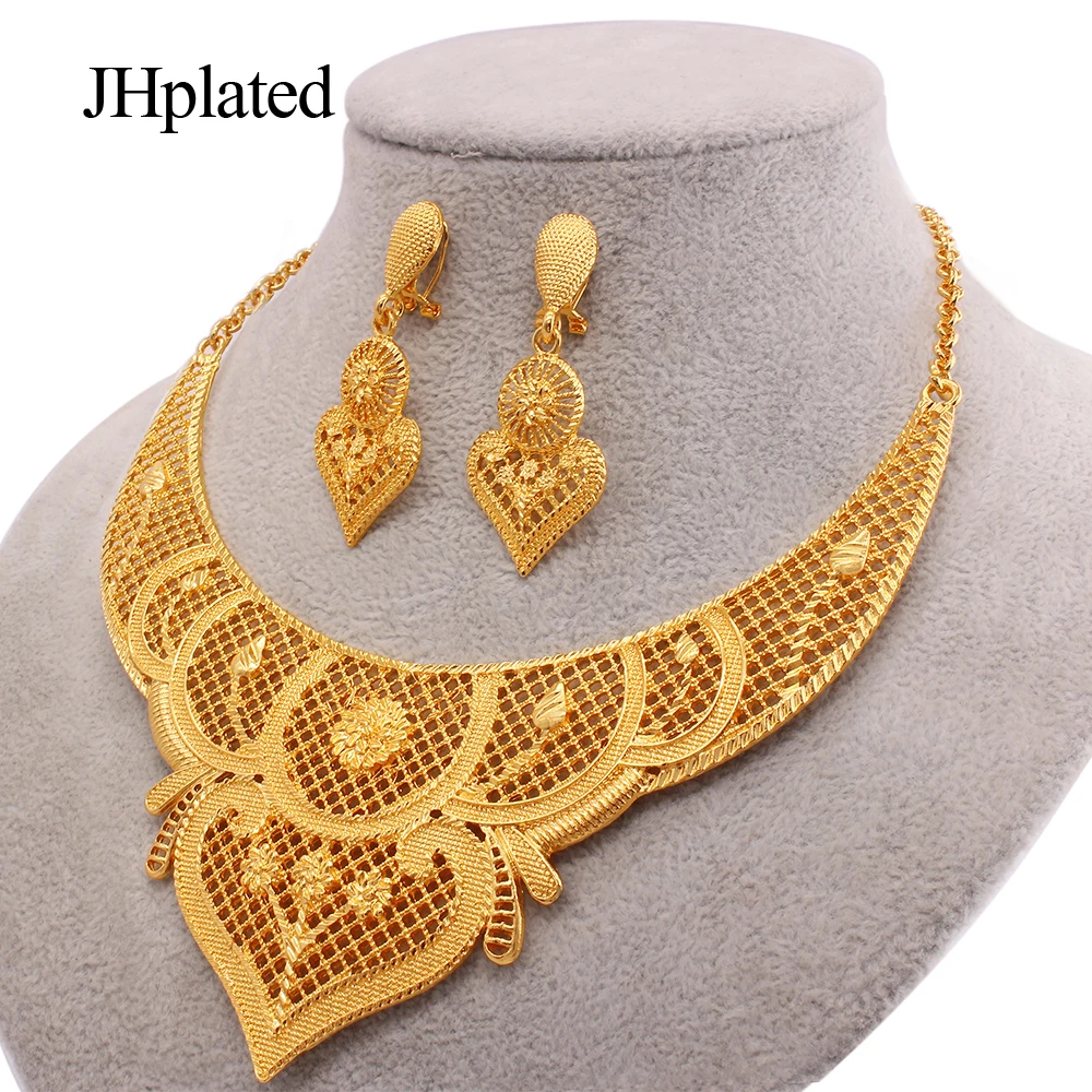 

Dubai fashion luxury gold plated filled designer Jewellery set collares necklace earrings set wedding bridal gifts jewelry sets