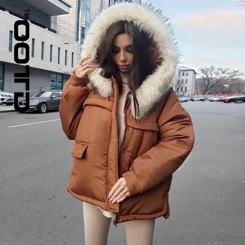 

Новинка 2021, зимняя свободная короткая куртка OOTD с капюшоном и хлопковой подкладкой, обтягивающая теплая куртка для отдыха с хлопковой подкл...