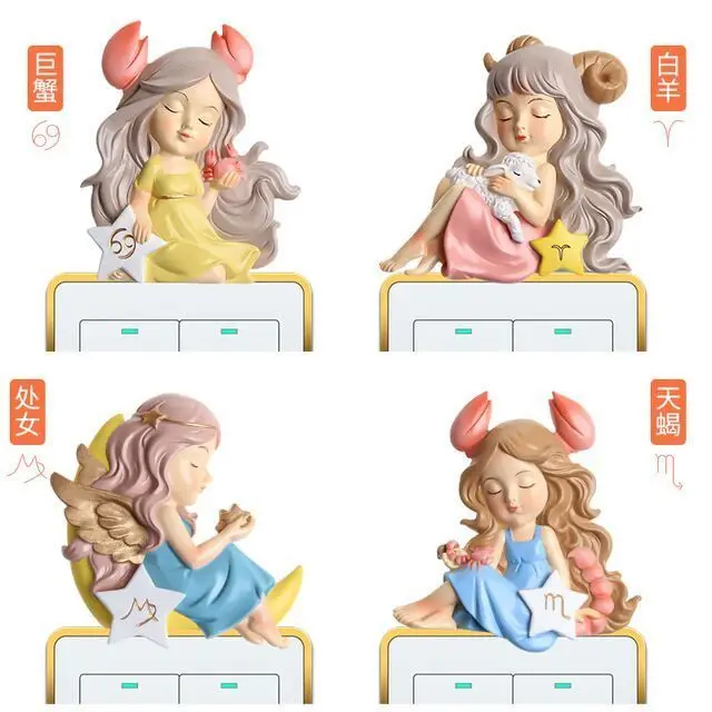 

3D Cute Girl Socket Switch Wall Sticker Resin for Home Decor Lovely Animal Stickers Removable Protection Bedroom Home Decor
