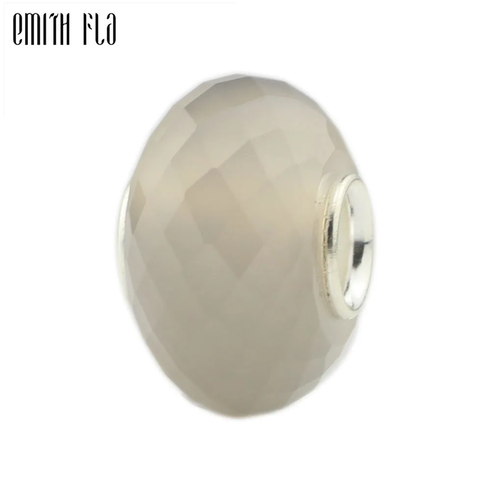 Серые бусины из натурального камня Настоящее серебро 925 пробы европейские