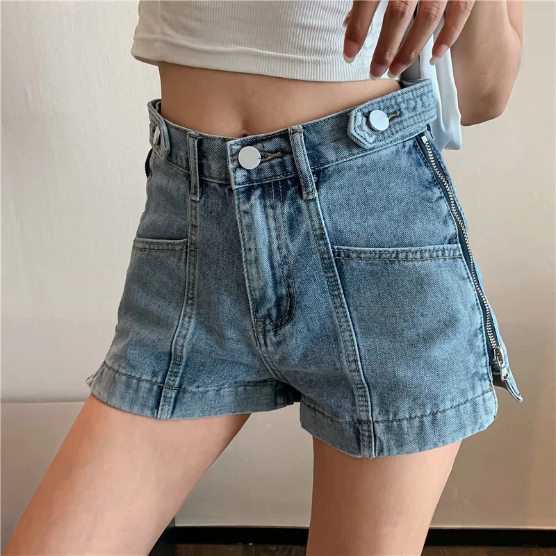 

Denim Shorts Women's Straight Loose Wide-Leg Pants 2021 New Summer High Waist Hot Pants Western Style Zipper Split Pants