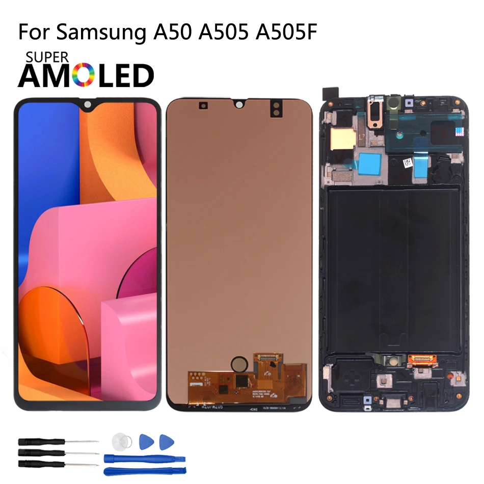 

ЖК-дисплей Amoled для Samsung Galaxy A50 A505, дисплей для фотографий, дигитайзер сенсорного экрана в сборе для Samsung A50, дисплей