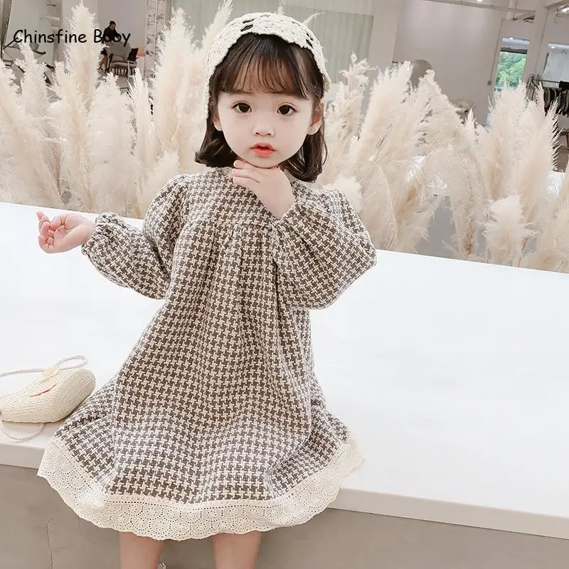

Girl's Baby Collar Woolen Dress Fall 2020 New Style Children's Foreign Style Skirt Children's Wear