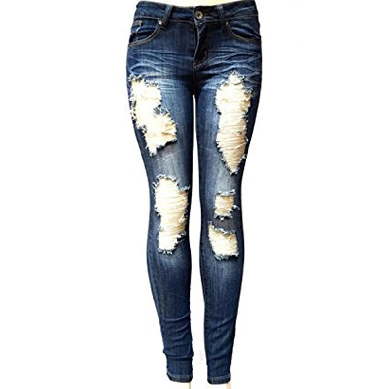 

Female Pencil Pants New Fashion Women Baggar Pants Boyfriend Denim Biker Jeans Softener S-XXL Women's Skinny Hole Ripped Jeans