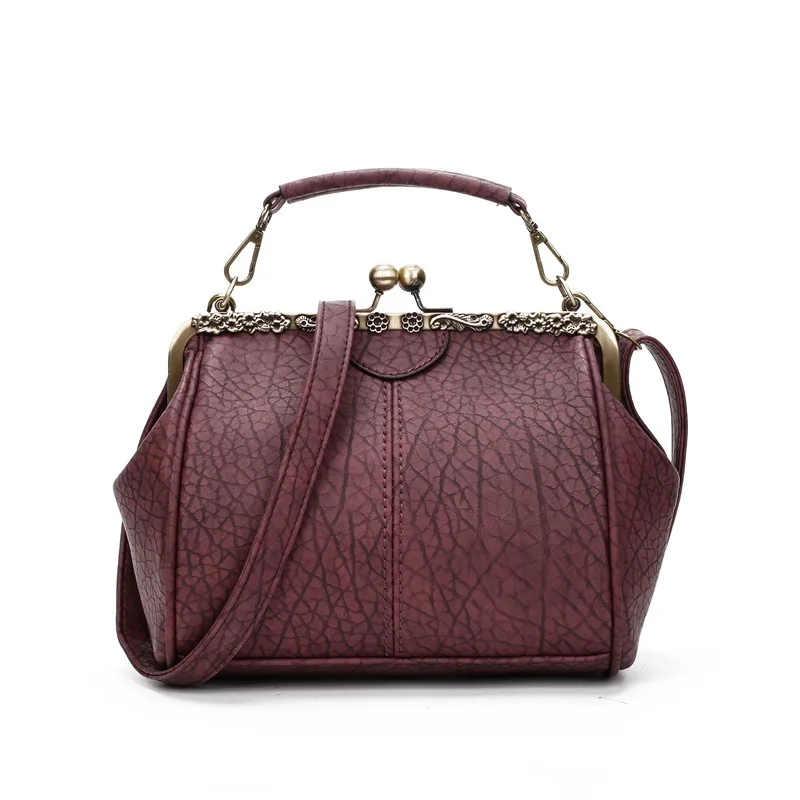

2020 New Style WOMEN'S Bag Pu Korean Retro WOMEN'S Bag Clamping Opening WOMEN'S Bag Shoulder Bag/ Hand Bag Shoulder Bag