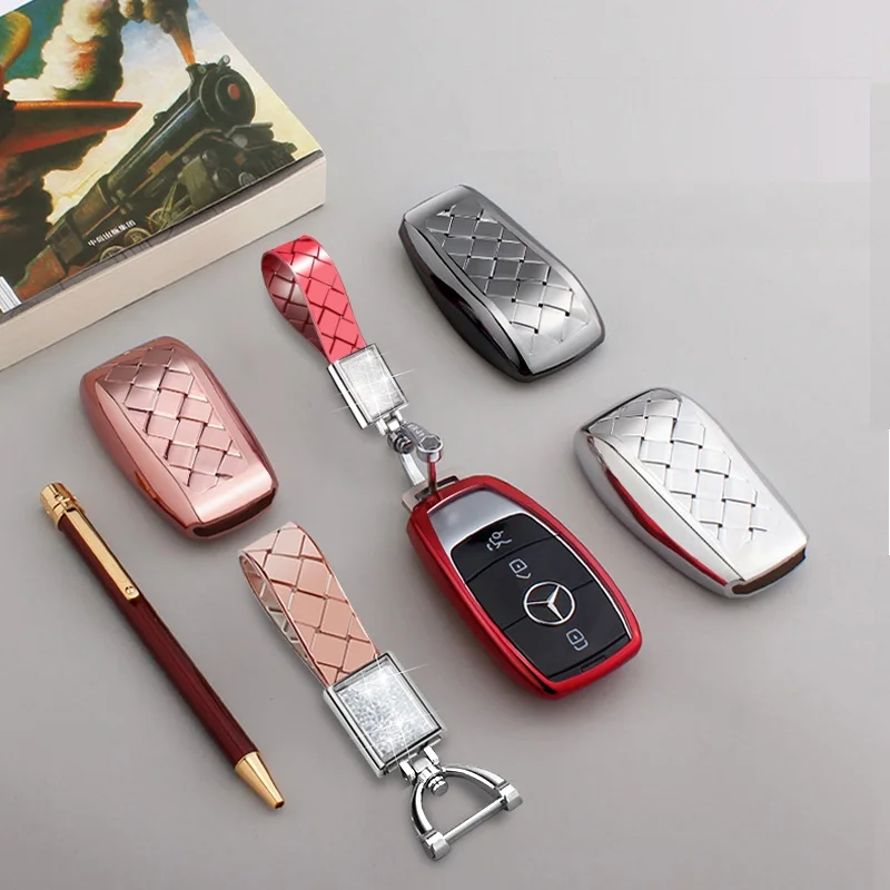 Чехол для автомобильного ключа из ТПУ Алмазный защитный чехол Mercedes Benz C Class W205 C200