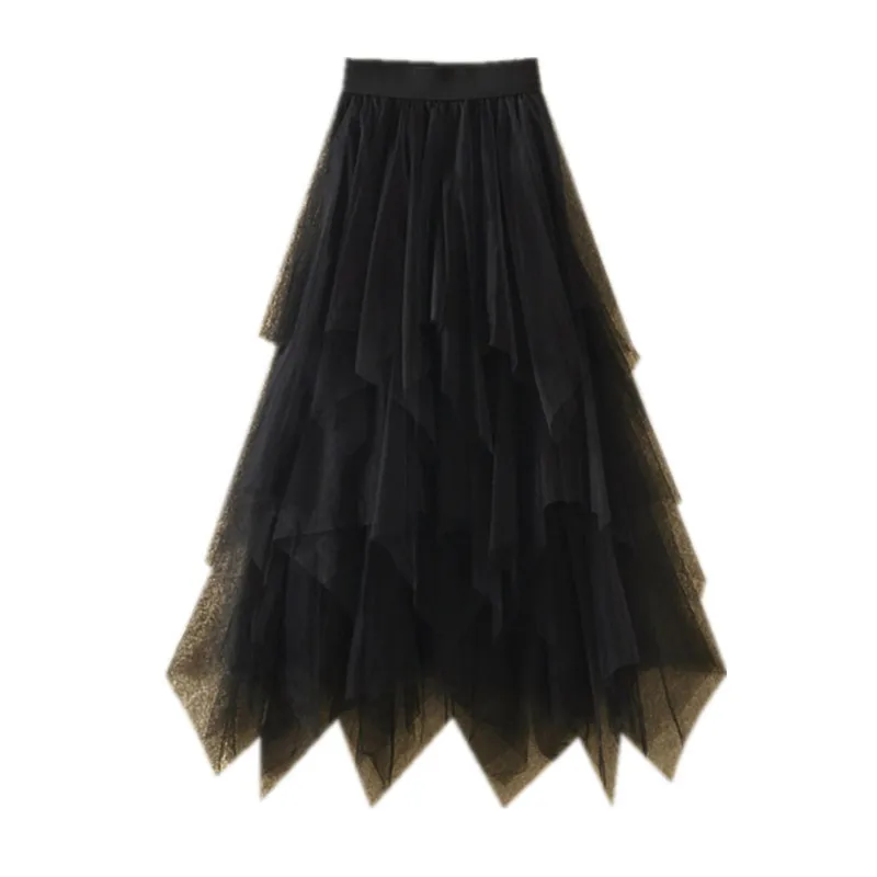 

female skirts long net A word irregular bitter fleabane bitter fleabane gauze skirt skirt of tall waist veil