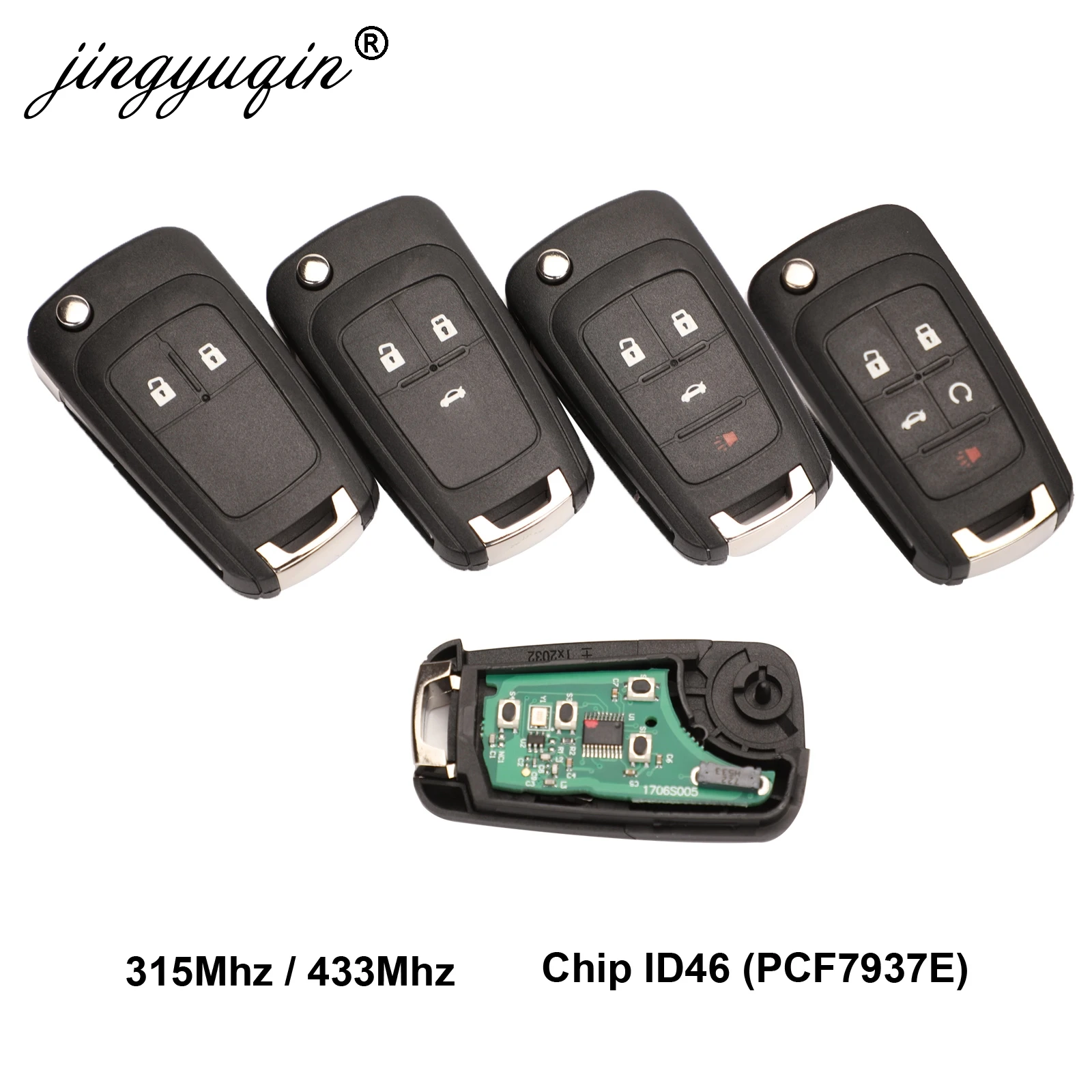 Jingyuqin 5 шт./лот 315/433 МГц ID46 чип дистанционного управления флип-ключ для Chevrolet Cruze Aveo