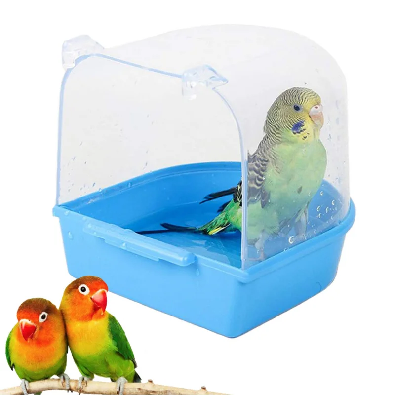 

New Plastic Bird Parrot Bath Box Bird Shower Parakeet Hanging Bird Cages Bathtub Bird Bath Bird Water Bath Tub Pet Bird Bowl