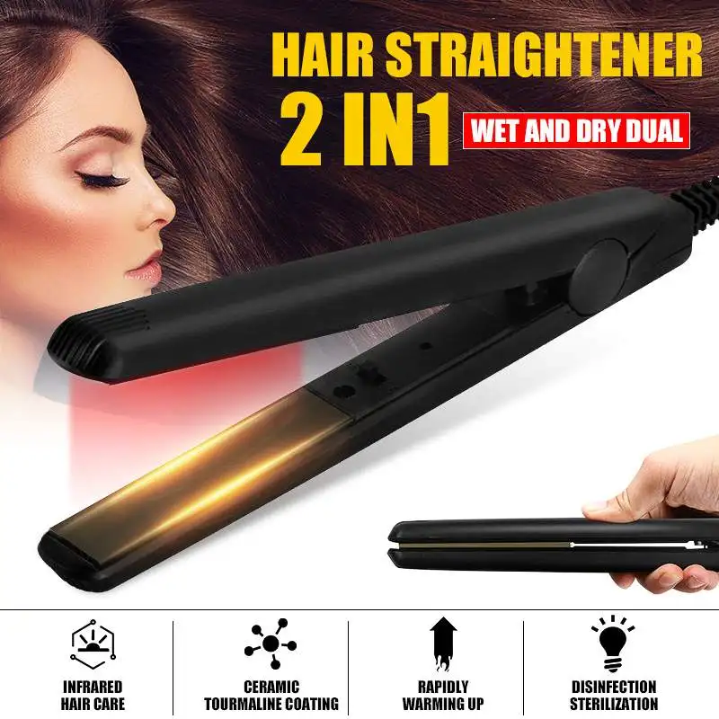 

Hair Straightener Professional Hair Straightener Curler 2 In 1 Ceramic Flat Iron Fast Heating for Dry Wet Hair