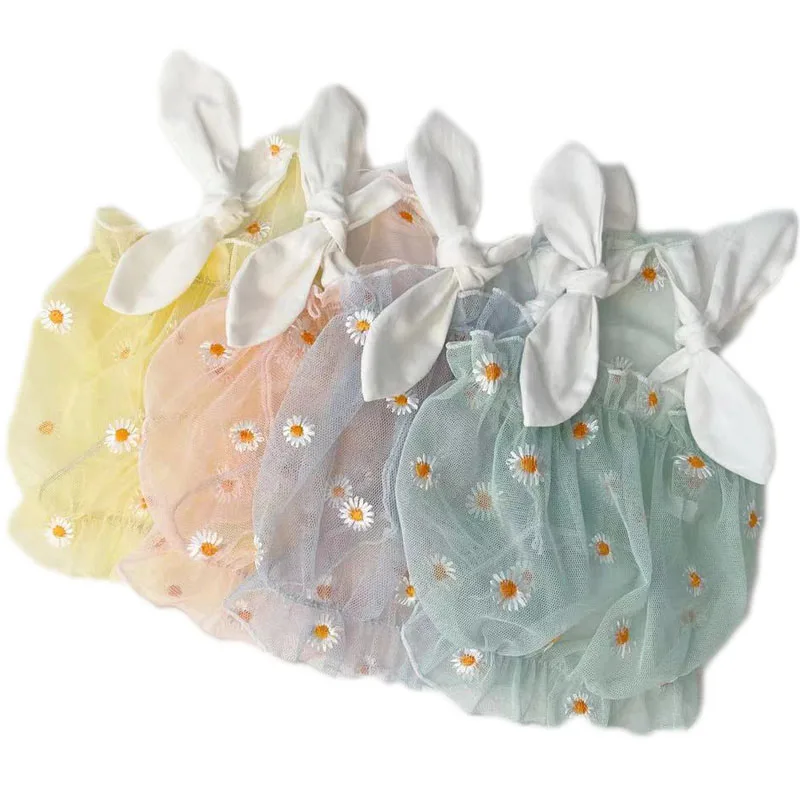 Кружевная Одежда для собак тюлевый жилет без рукавов с принтом маргариток